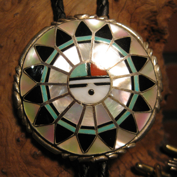 Zuni - Sunface Bolo Buckle Cufflink set Turquoise - Picture 5 of 8